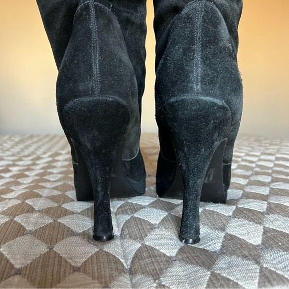 BCBGeneration Dishy Black Suede Platform Heeled Boots Women’s Size 9 - Picture 7 of 12